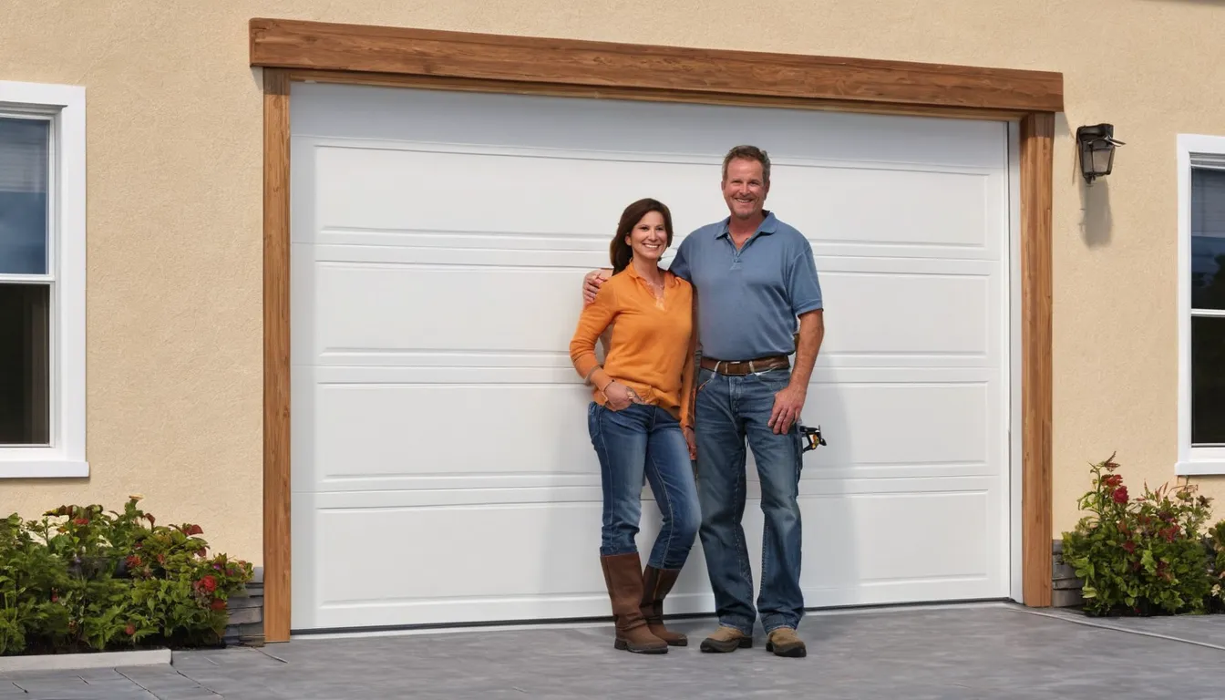 A new garage door being installed on a home near Lakewood