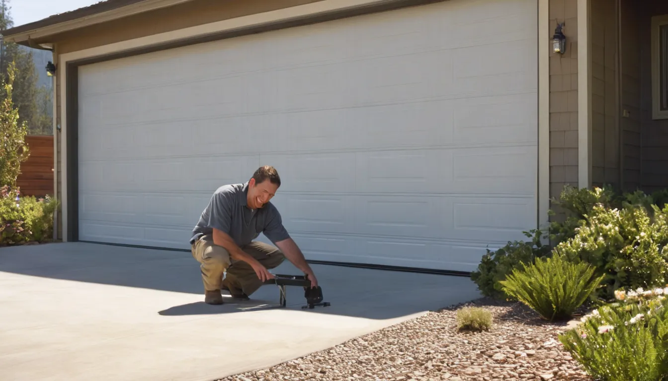A friendly local provider checking a garage door track at a home in the Lakewood area