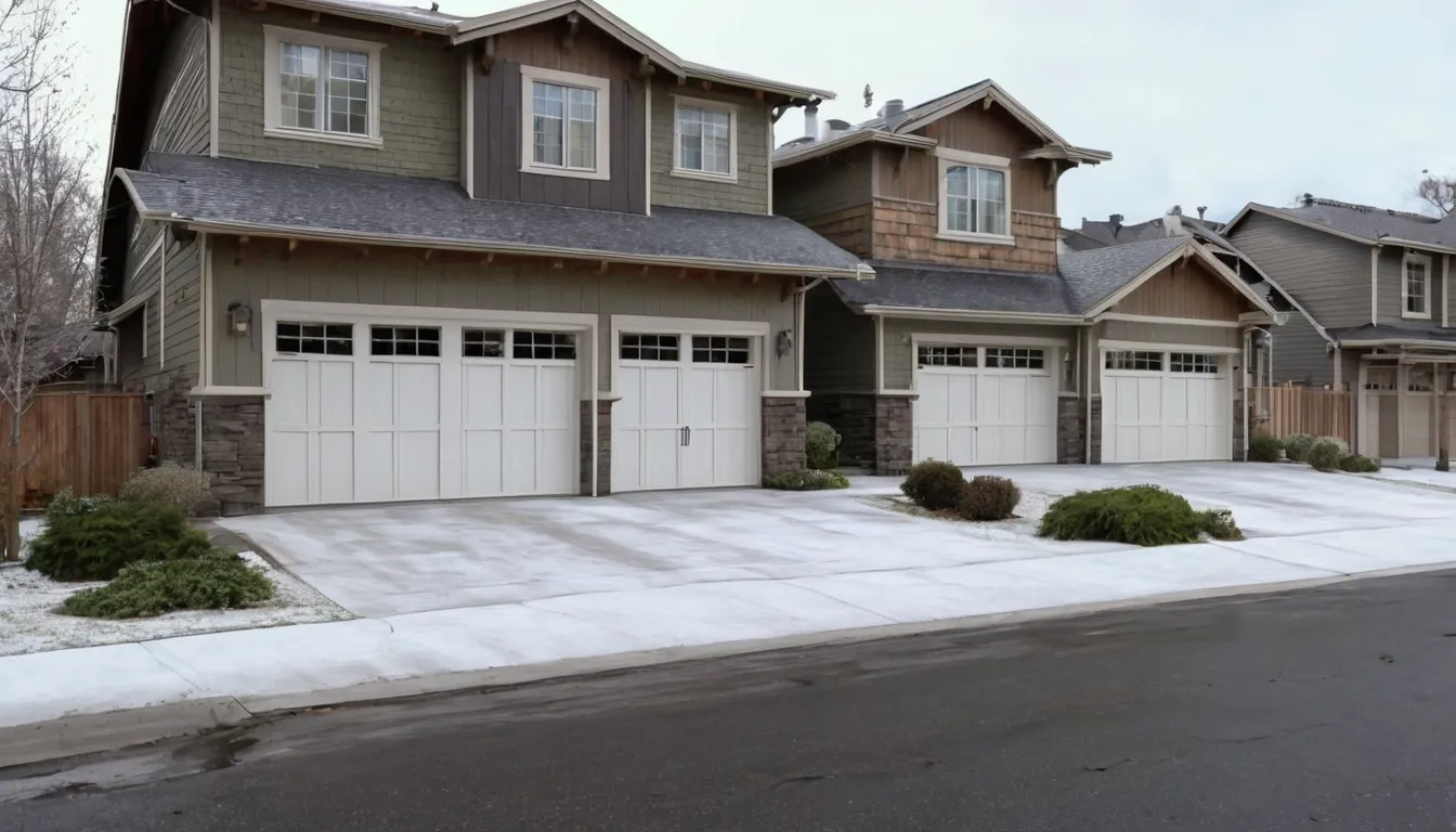 A neighborhood street in the Lakewood area with homes and garage doors